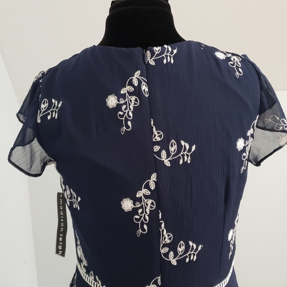 NWT Madison Leigh Floral Sheer Cutout Blue Dress - Picture 9 of 14
